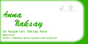 anna maksay business card